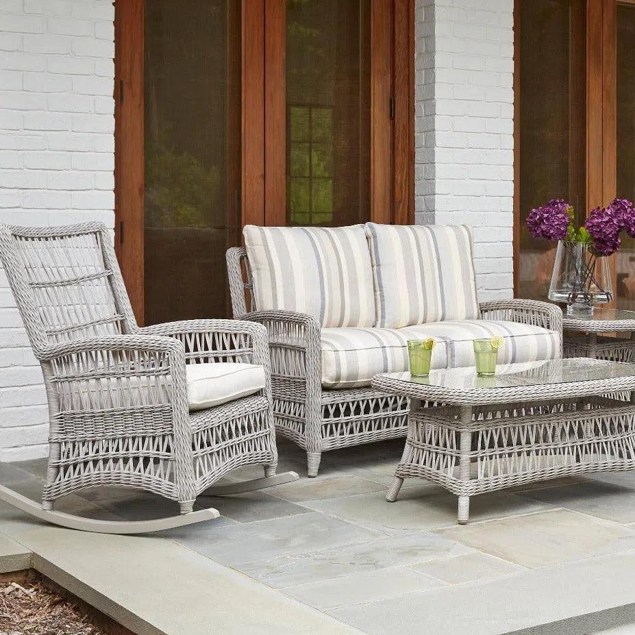 Mackinac Wicker Rocking Porch Lounge Set Cushions-Outdoor Lounge Sets-Lloyd Flanders-LOOMLAN