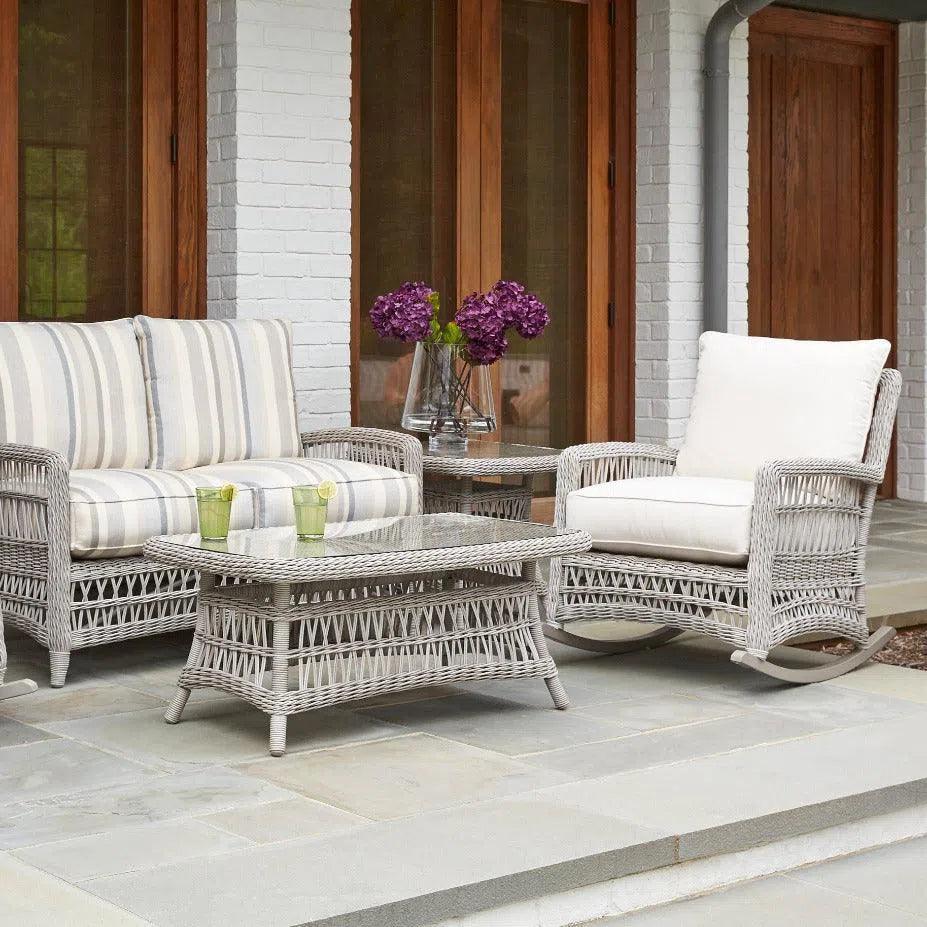 Mackinac Wicker Rocking Porch Lounge Set Cushions-Outdoor Lounge Sets-Lloyd Flanders-LOOMLAN