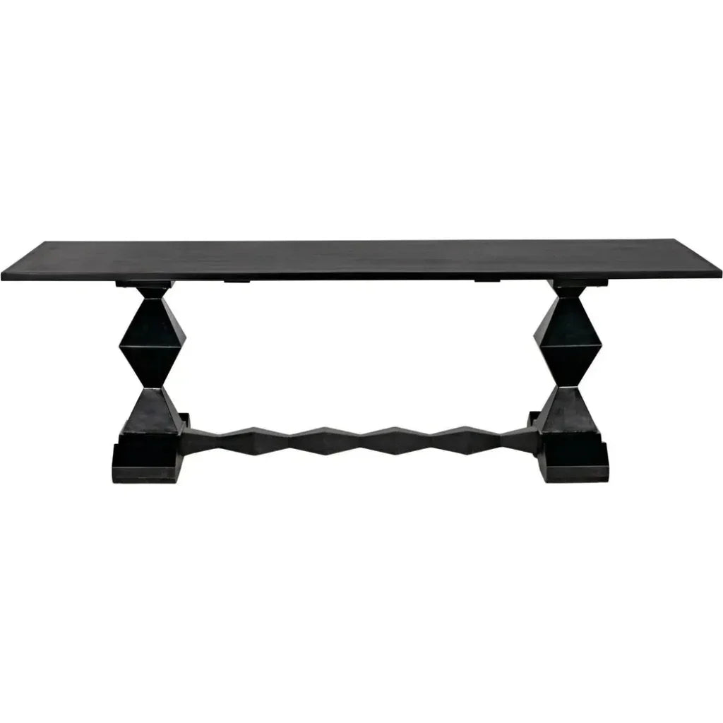 Madeira Dining Table, Hand Rubbed Black-Dining Tables-Noir-LOOMLAN
