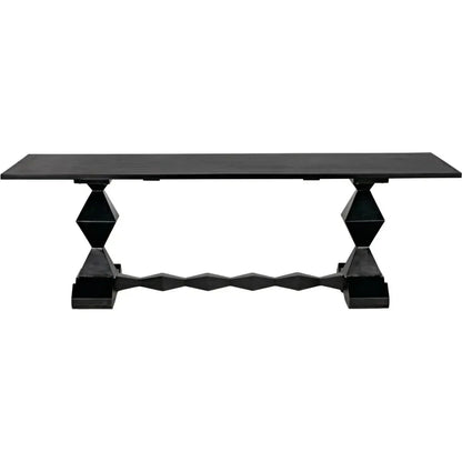 Madeira Dining Table, Hand Rubbed Black-Dining Tables-Noir-LOOMLAN
