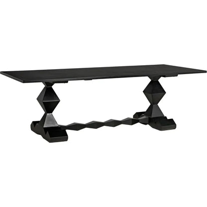 Madeira Dining Table, Hand Rubbed Black-Dining Tables-Noir-LOOMLAN