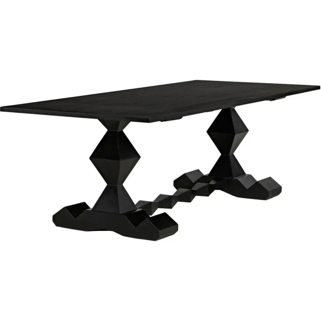 Madeira Dining Table, Hand Rubbed Black-Dining Tables-Noir-LOOMLAN