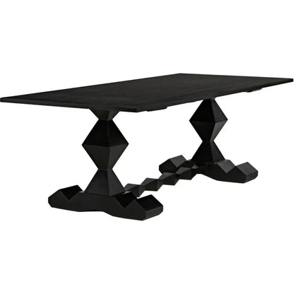 Madeira Dining Table, Hand Rubbed Black-Dining Tables-Noir-LOOMLAN