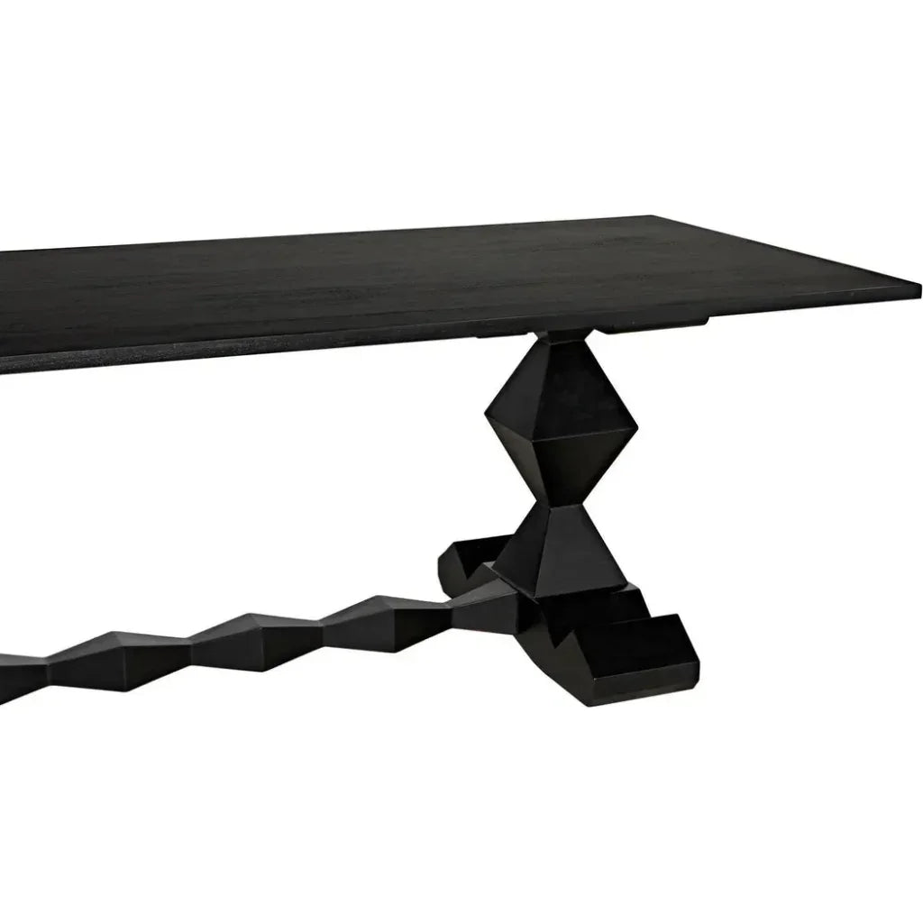 Madeira Dining Table, Hand Rubbed Black-Dining Tables-Noir-LOOMLAN