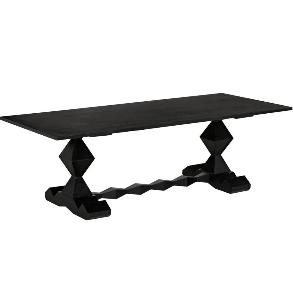 Madeira Dining Table, Hand Rubbed Black-Dining Tables-Noir-LOOMLAN