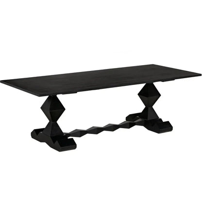Madeira Dining Table, Hand Rubbed Black-Dining Tables-Noir-LOOMLAN