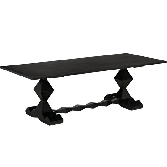 Madeira Dining Table, Hand Rubbed Black-Dining Tables-Noir-LOOMLAN