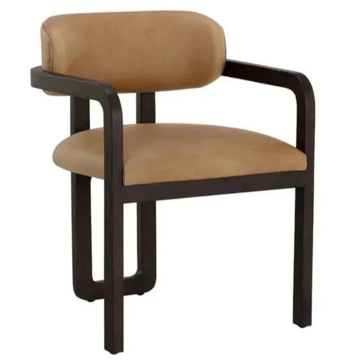 Madrone Leather Eye Catching Dining Armchair - LOOMLAN - SUNPAN - Dining Chairs