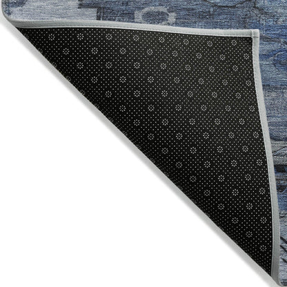 Maeain Blue Washable Indoor-Outdoor Rug