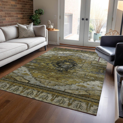 Maeain Brown Washable Indoor-Outdoor Rug