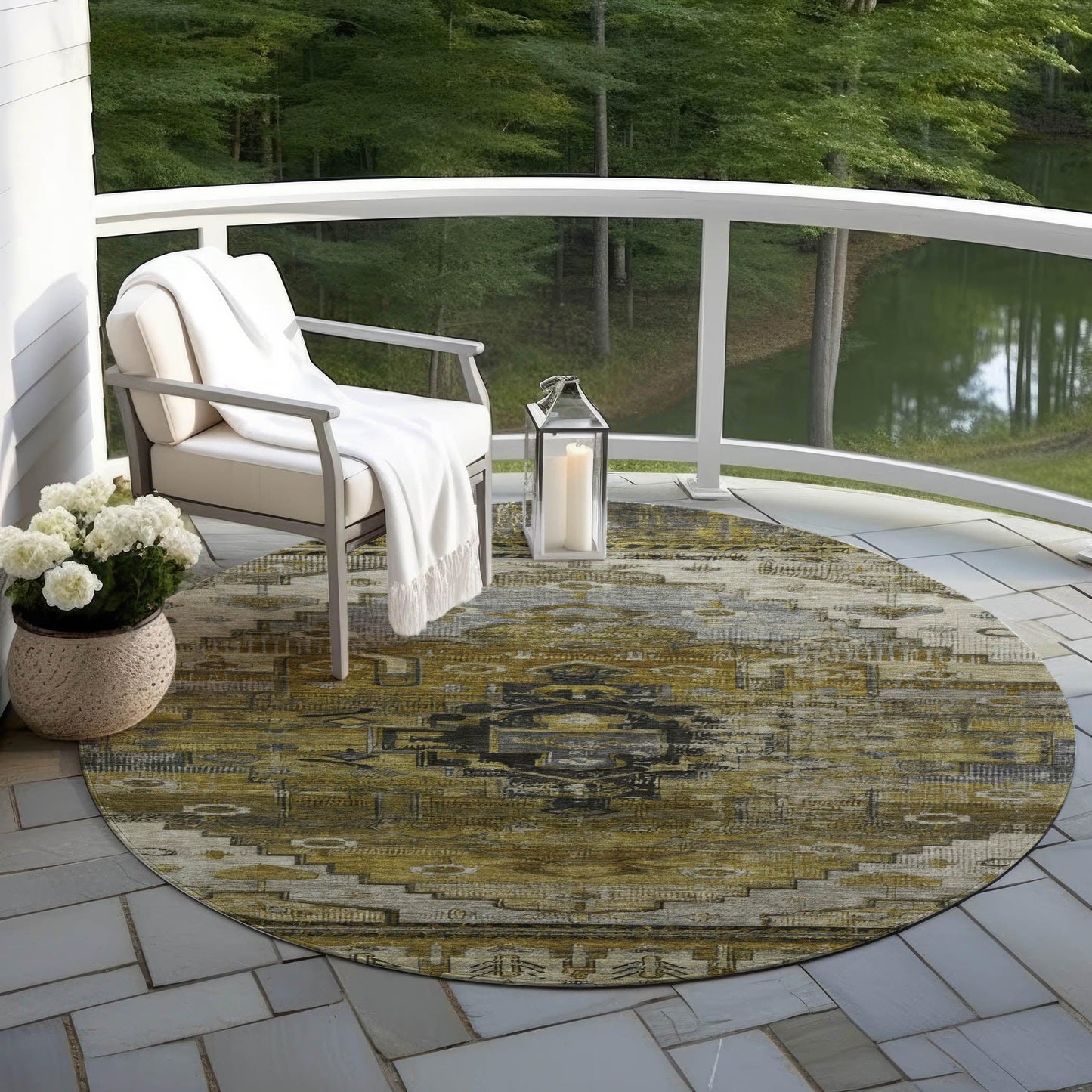 Maeain Brown Washable Indoor-Outdoor Rug