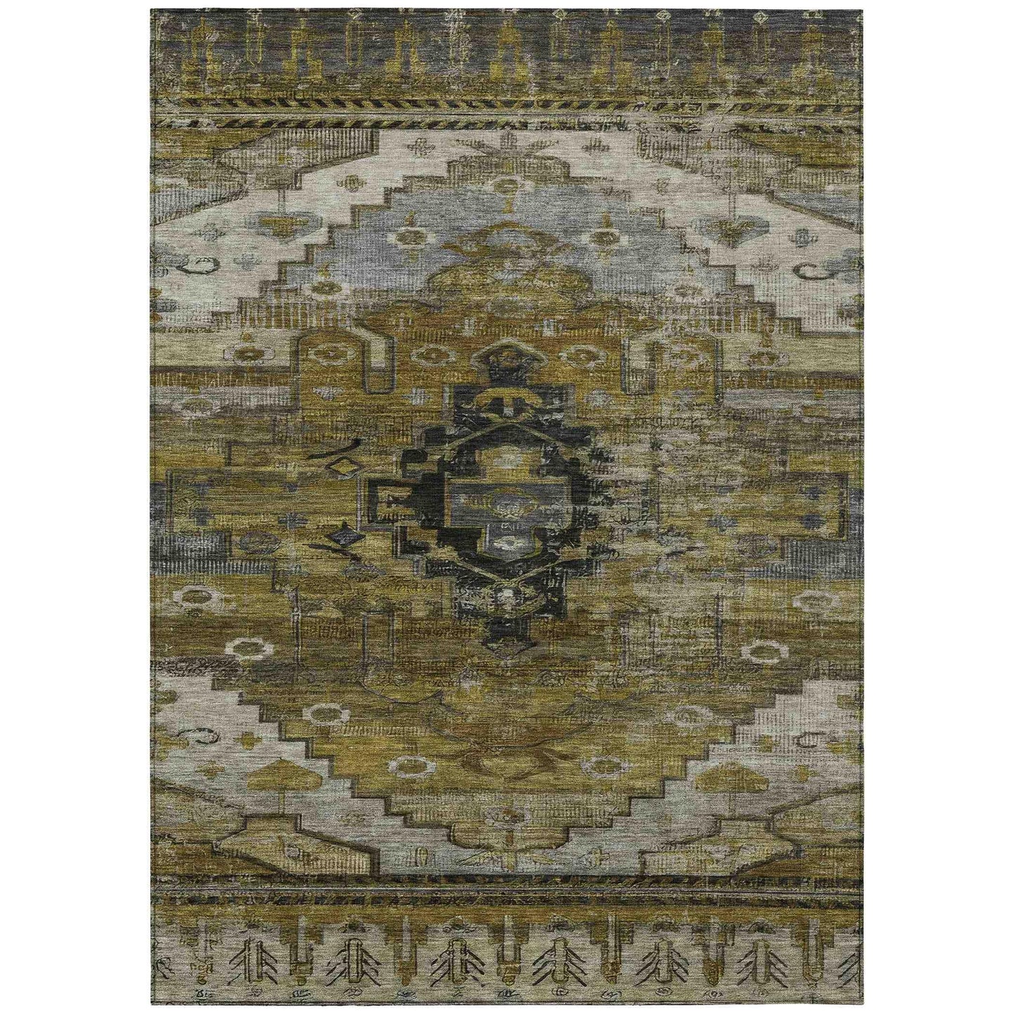 Maeain Brown Washable Indoor-Outdoor Rug
