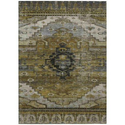 Maeain Brown Washable Indoor-Outdoor Rug