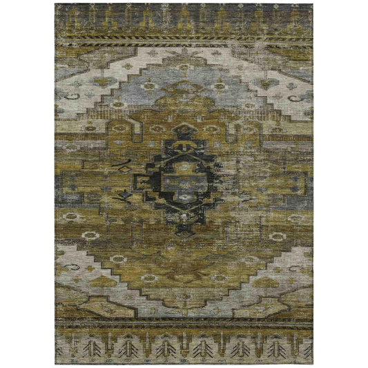 Maeain Brown Washable Indoor-Outdoor Rug