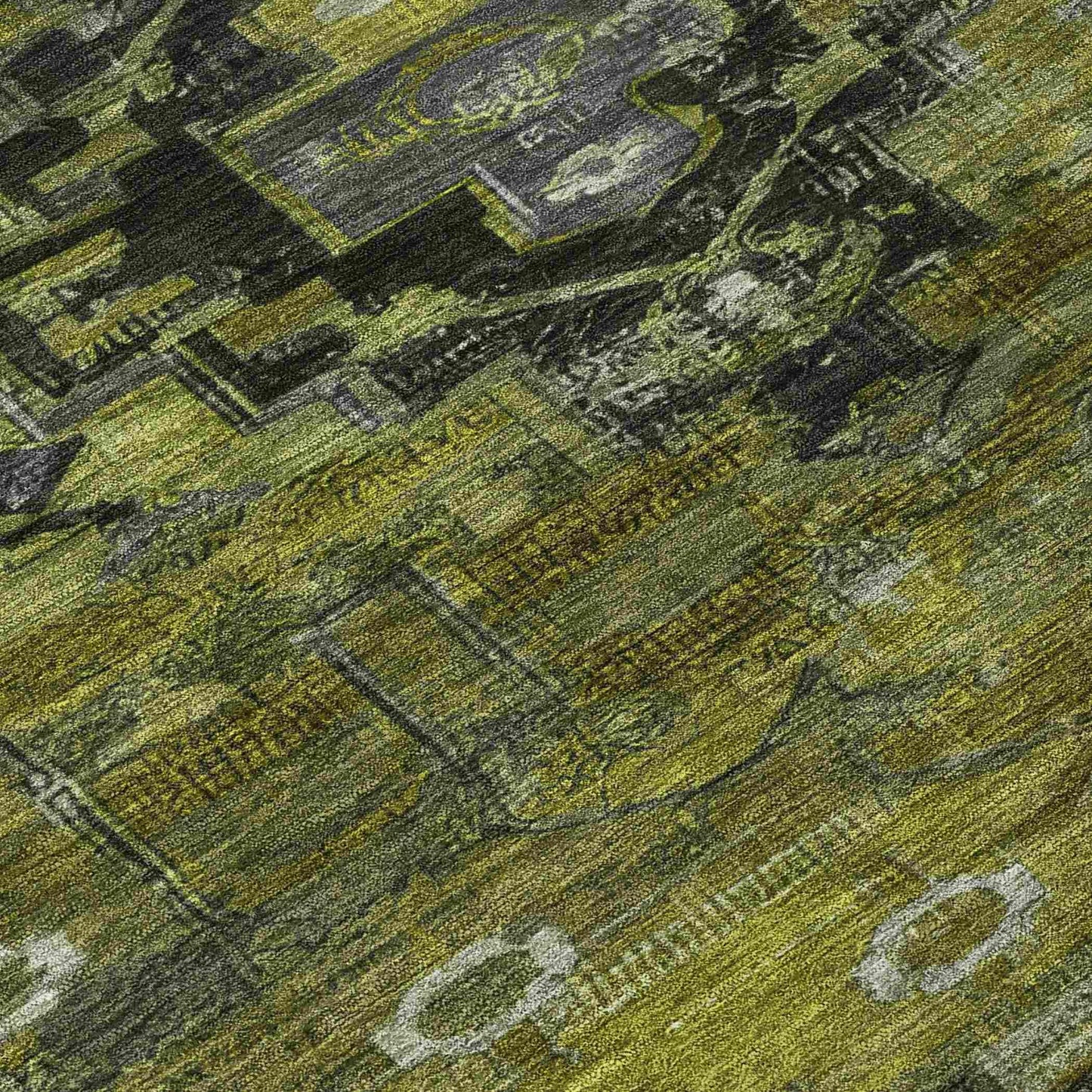 Maeain Green Washable Indoor-Outdoor Rug