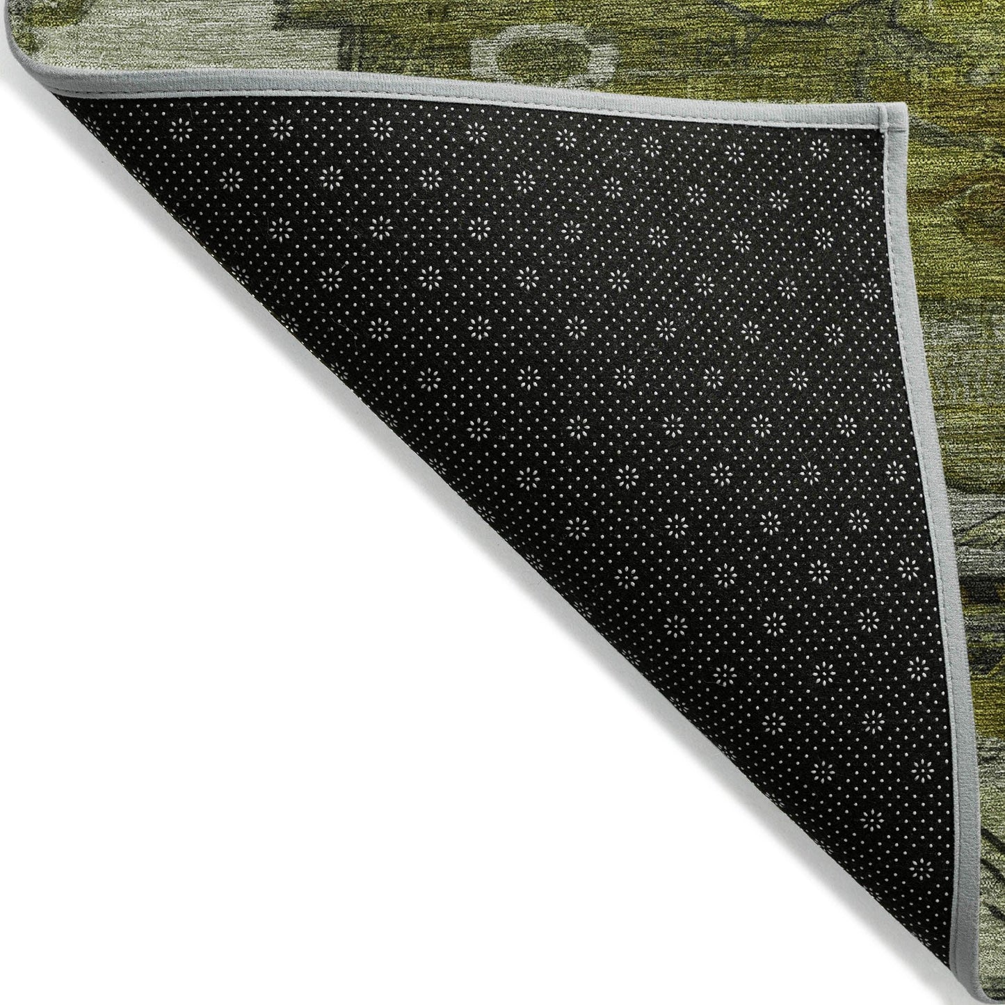 Maeain Green Washable Indoor-Outdoor Rug