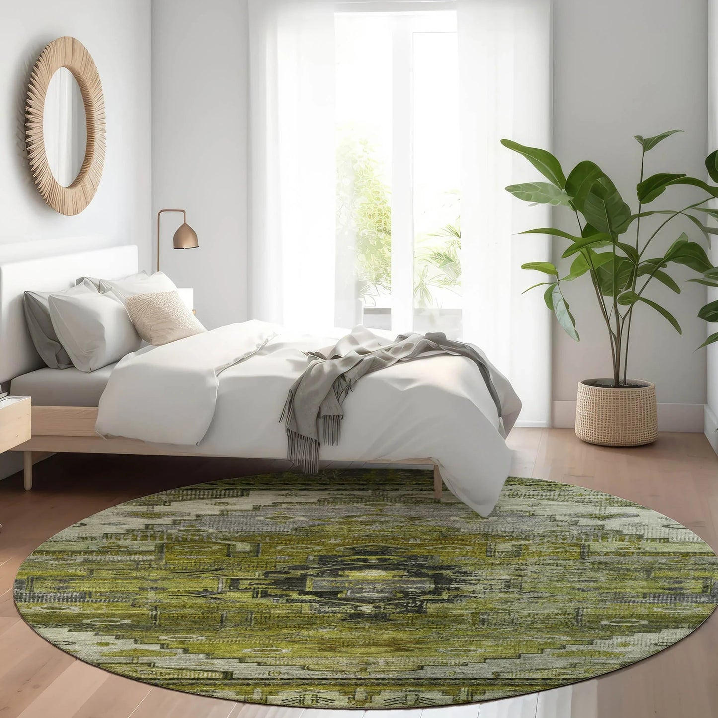 Maeain Green Washable Indoor-Outdoor Rug