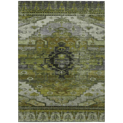 Maeain Green Washable Indoor-Outdoor Rug