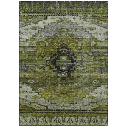 Maeain Green Washable Indoor-Outdoor Rug
