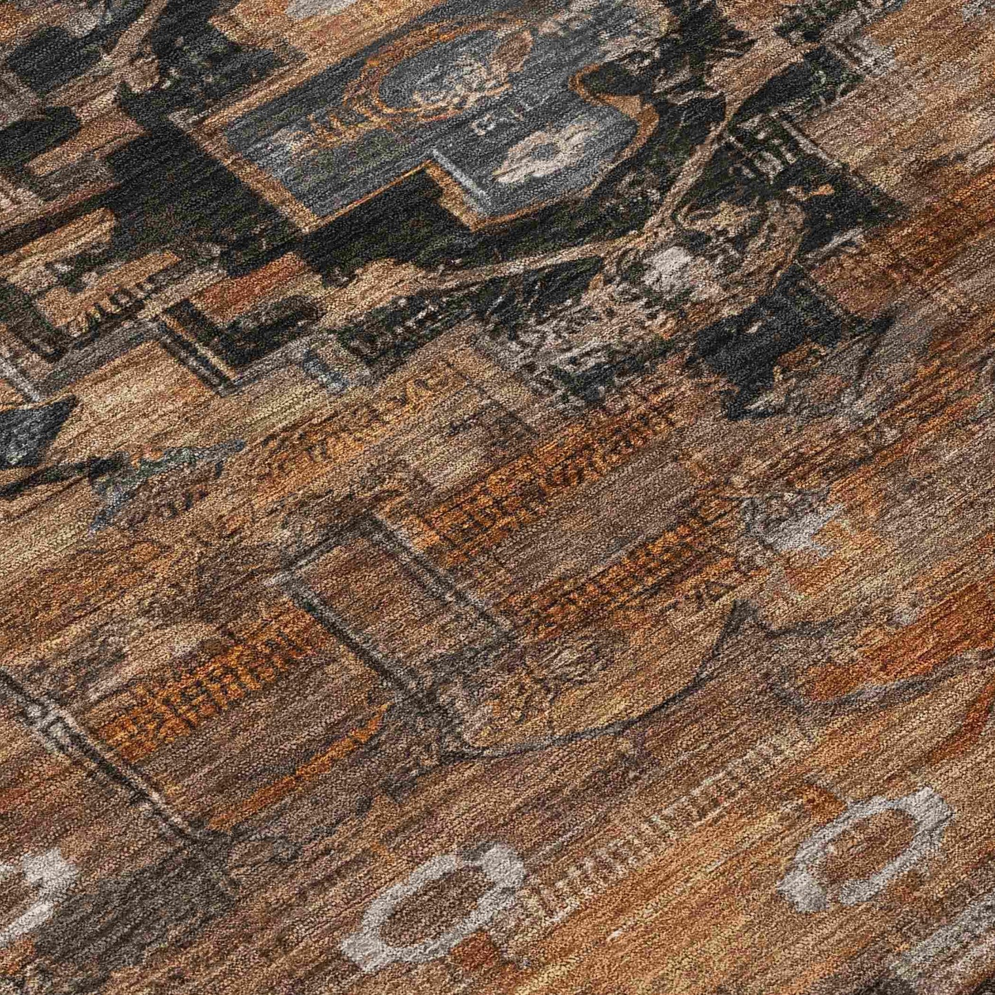 Maeain Orange Washable Indoor-Outdoor Rug