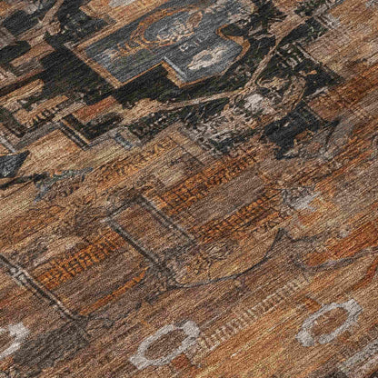 Maeain Orange Washable Indoor-Outdoor Rug