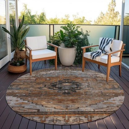 Maeain Orange Washable Indoor-Outdoor Rug