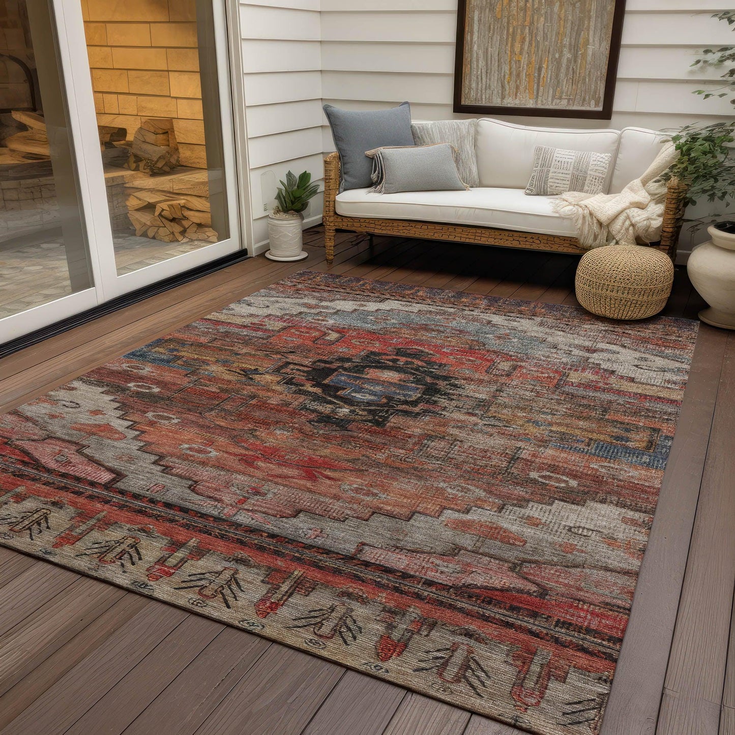 Maeain Paprika Washable Indoor-Outdoor Rug