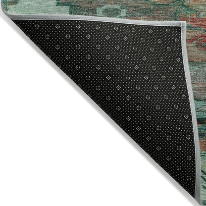 Maeain Teal Washable Indoor-Outdoor Rug