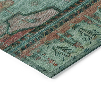 Maeain Teal Washable Indoor-Outdoor Rug