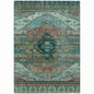 Maeain Teal Washable Indoor-Outdoor Rug