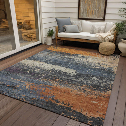 Maeanor Blue Washable Indoor-Outdoor Rug