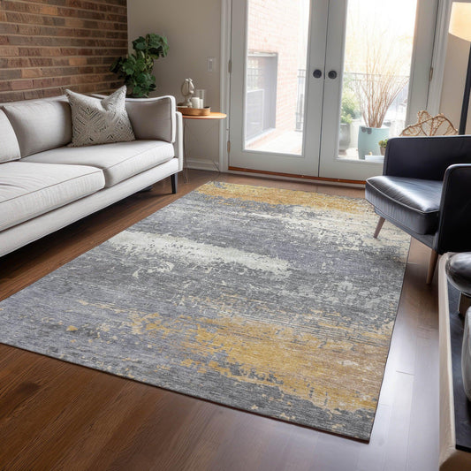 Maeanor Gold Washable Indoor-Outdoor Rug