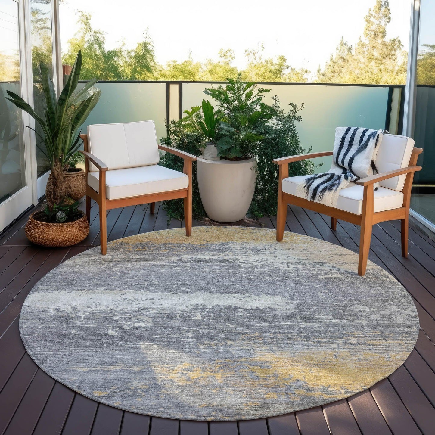 Maeanor Gold Washable Indoor-Outdoor Rug