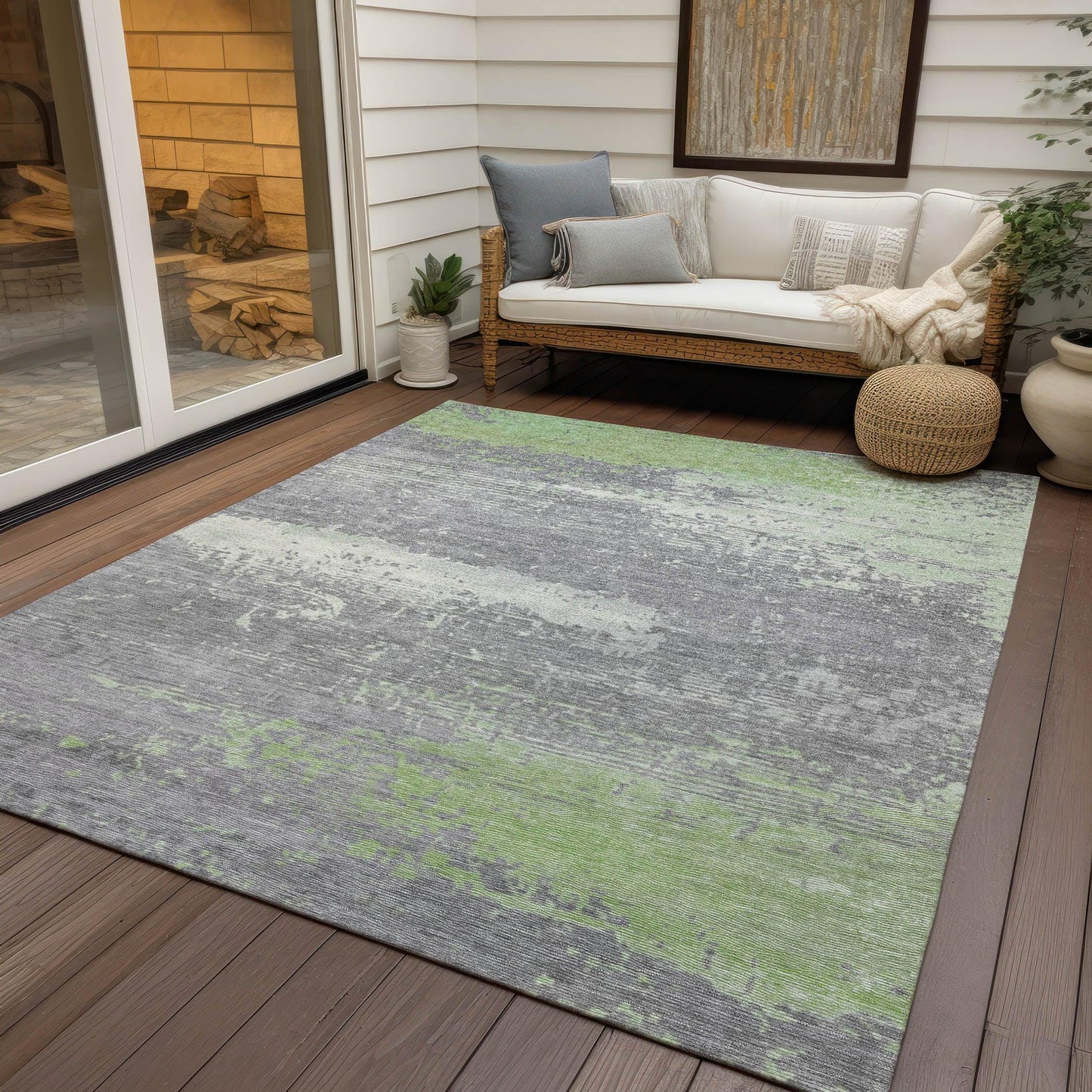 Maeanor Green Washable Indoor-Outdoor Rug