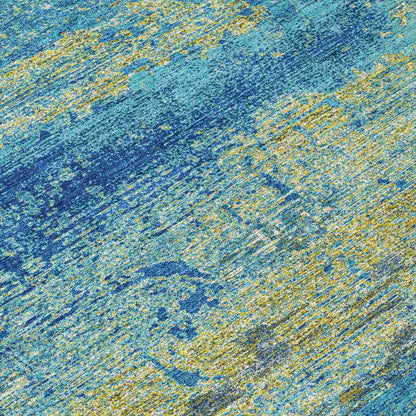 Maeanor Navy Washable Indoor-Outdoor Rug