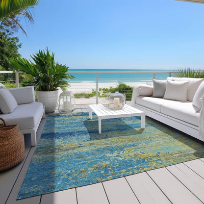 Maeanor Navy Washable Indoor-Outdoor Rug