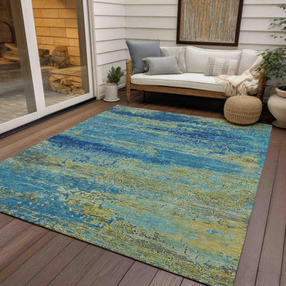 Maeanor Navy Washable Indoor-Outdoor Rug