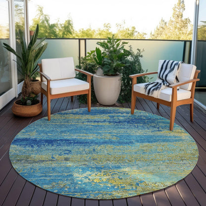Maeanor Navy Washable Indoor-Outdoor Rug