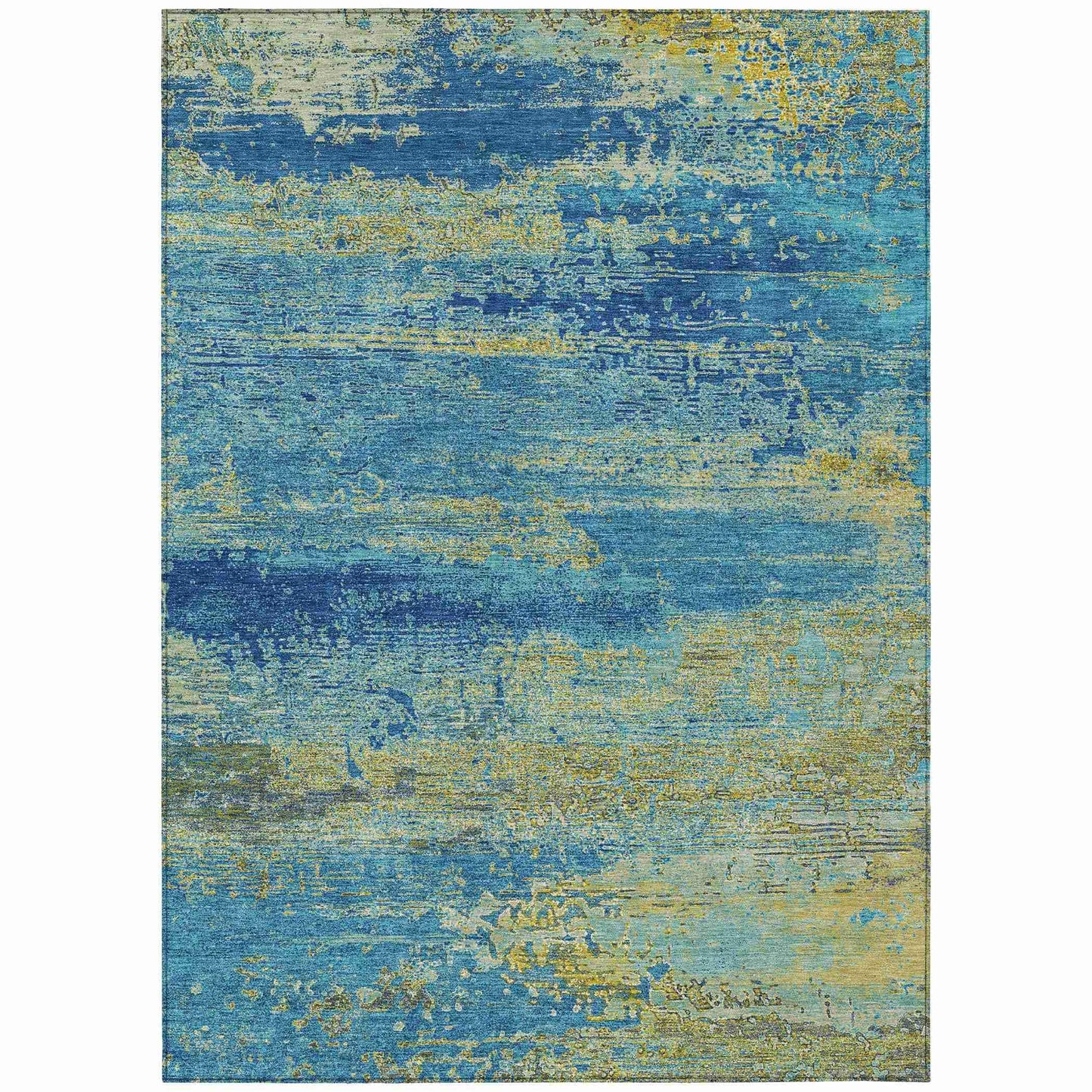Maeanor Navy Washable Indoor-Outdoor Rug