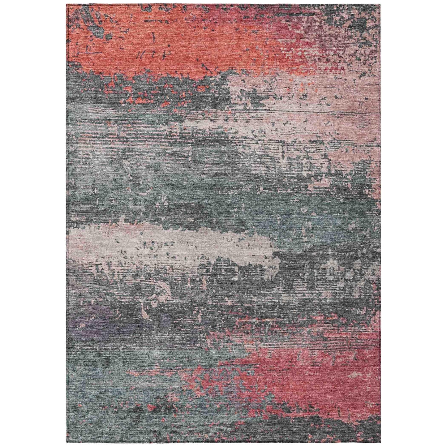 Maeanor Orange Washable Indoor-Outdoor Rug