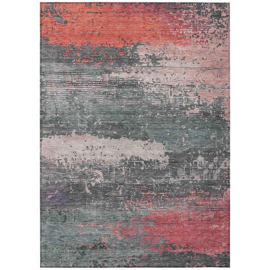 Maeanor Orange Washable Indoor-Outdoor Rug