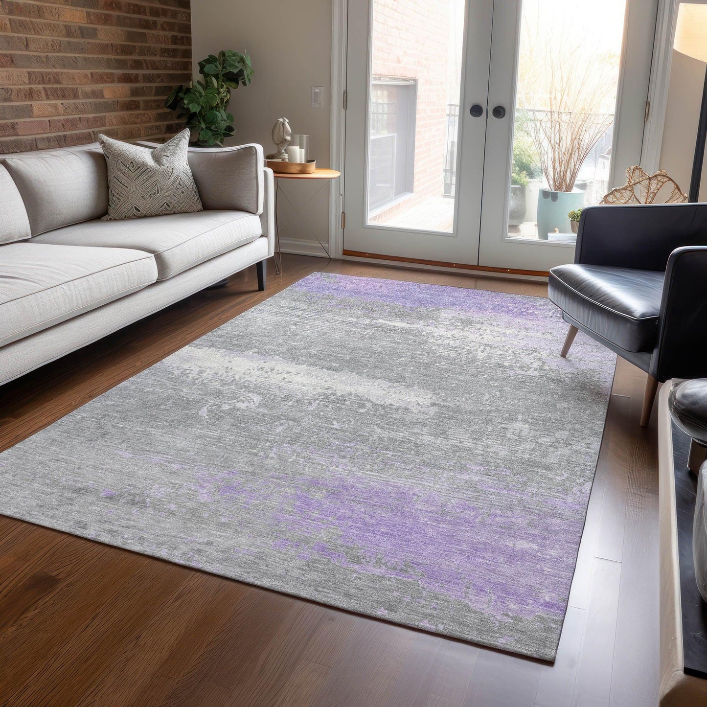 Maeanor Purple Washable Indoor-Outdoor Rug