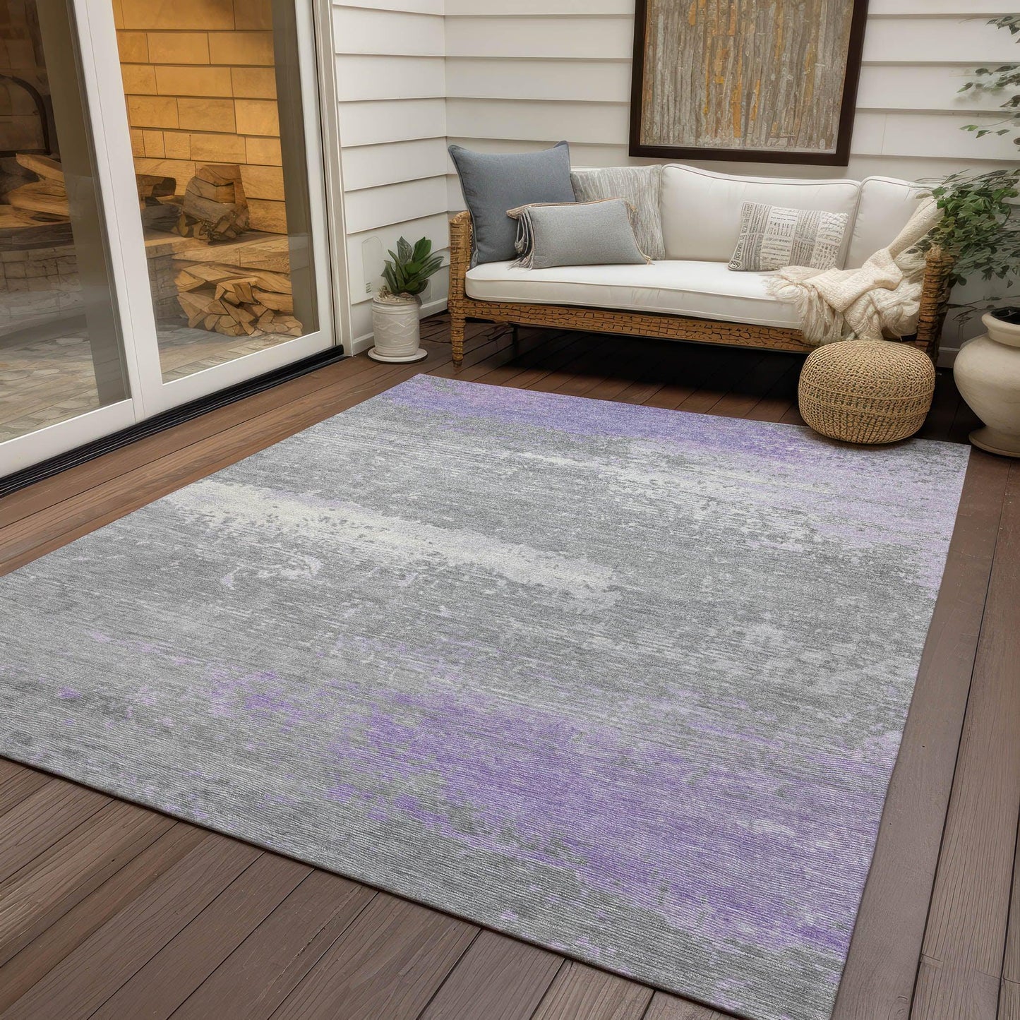 Maeanor Purple Washable Indoor-Outdoor Rug