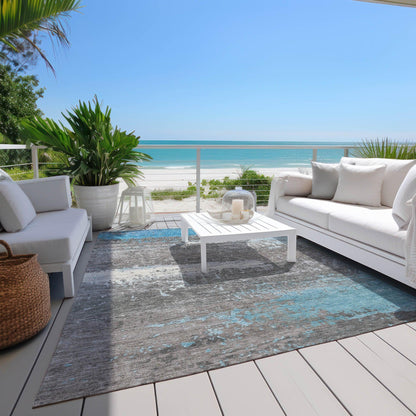 Maeanor Teal Washable Indoor-Outdoor Rug