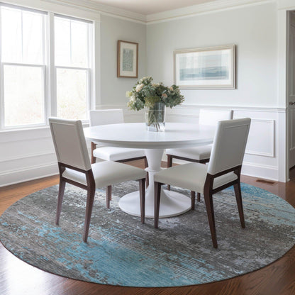 Maeanor Teal Washable Indoor-Outdoor Rug