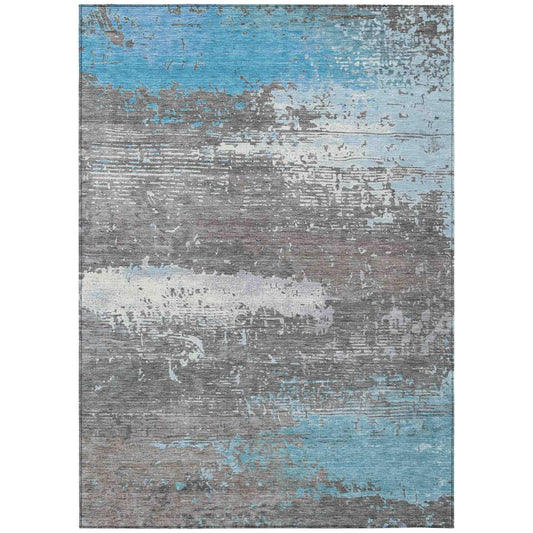 Maeanor Teal Washable Indoor-Outdoor Rug