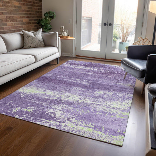 Maeara Purple Washable Indoor-Outdoor Rug