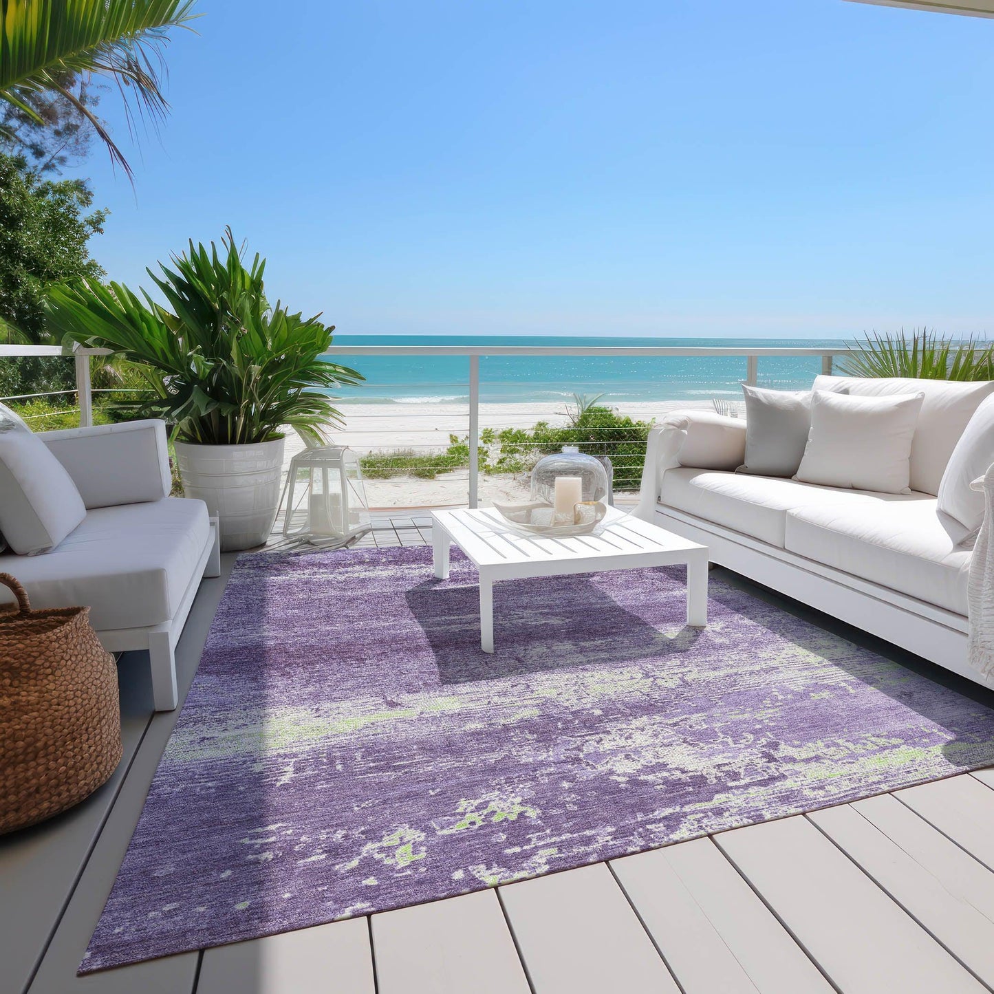 Maeara Purple Washable Indoor-Outdoor Rug