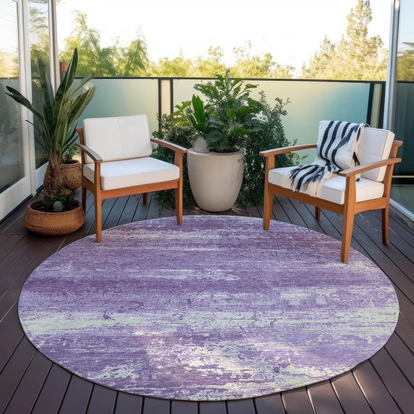 Maeara Purple Washable Indoor-Outdoor Rug