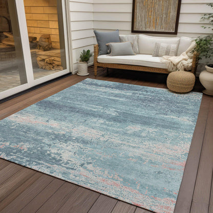 Maeara Teal Washable Indoor-Outdoor Rug